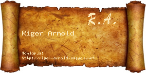 Riger Arnold névjegykártya